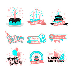 birthday icon set cartoon