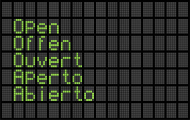 Fototapeta premium multilingual open sign