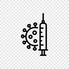 Syringe injection, vaccine simple icon vector. Flat design. Transparent grid.ai