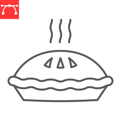 Pie line icon, thanksgiving and pastry, pie vector icon, vector graphics, editable stroke outline sign, eps 10.