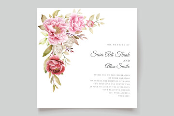 watercolor peony floral background and frame design © lukasdedi