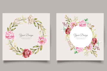 watercolor peony floral background and frame design