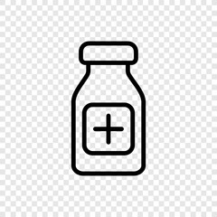Vial bottle, vaccine simple icon vector. Flat design. Transparent grid.ai