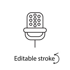 Microphone line icon. Radio podcast sign. Talent show. Record studio sign. Music festival label. Vector illustration