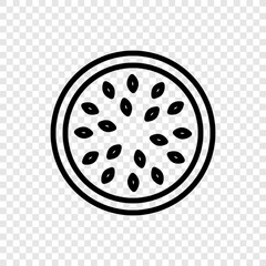 Watermelon round slice simple icon vector. Flat design. Transparent grid.ai