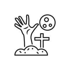 Ghost Hand vector Outline Icon Design illustration. Halloween Symbol on White background EPS 10 File