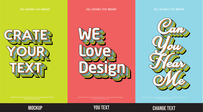 Modern poster design template 3D Text Effect Mockup /full editable text	
