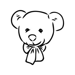 Hand drawn isolated Teddy bear. Doodle vector illustration