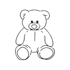 Hand drawn isolated Teddy bear. Doodle vector illustration