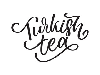 Turkish traditions of tea ceremony. Tea time. Decorative elements for your design. Vector Illustration with oriental cup on white background.