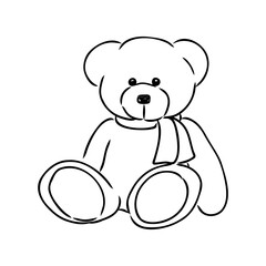 Hand drawn isolated Teddy bear. Doodle vector illustration