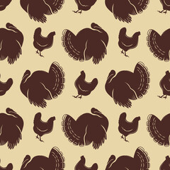 Сhicken and Turkey, Butcher shop's seamless repeat pattern background. Vector illustration	