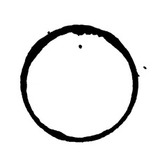 Spilled coffee ring, circle. Round distressed, shabby stain. Isolated png illustration, transparent background. Asset for overlay, texture, pattern montage, collage, shadow, pattern, grain, shape.