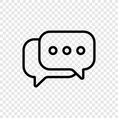 Chat, comment, speech bubble simple icon vector. Flat design. Transparent grid.ai