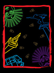 Jakarta icon with colored line shapes and black background. Vector design for t-shirts, posters and more