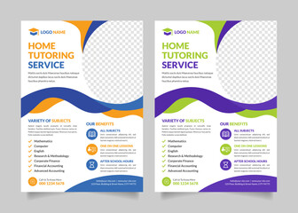 Home Tutoring or Online Tutoring Flyer Poster Banner Template Design