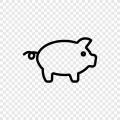 Piggy simple icon vector. Flat design. Transparent grid.ai