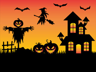 Fototapeta premium Halloween Background Silhouette Illustration 