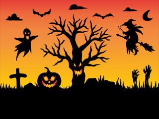 Halloween Silhouette Background Illustration
