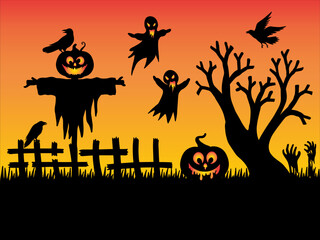 Halloween Silhouette Background Illustration
