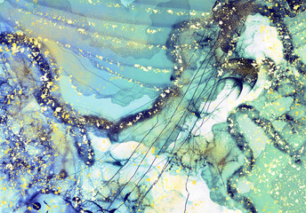 アルコールインクアート・背景・ブルー系