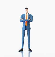 Successful businessman illustration. Front view. Busy person, professional, help, support, advisory concept 3D rendering illustration. 