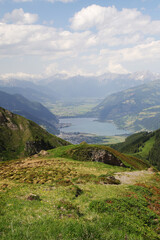 The view from Imbachhorn mountain to Zell am See valley, Austria