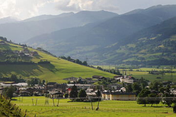Panorama of Kaprun, resort village in the Austrian Alps	