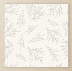 Vector seamless pattern with twig and leaves silhouette. Background with decorative twigs of tree