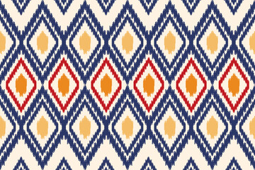 ikat seamless diamond pattern Can be used in fabric design for background, wallpaper, carpet, textile, clothing, wrapping, accessories, decorative paper, embroidery illustration vector.