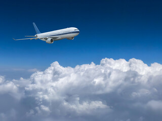 The plane passing through clouds