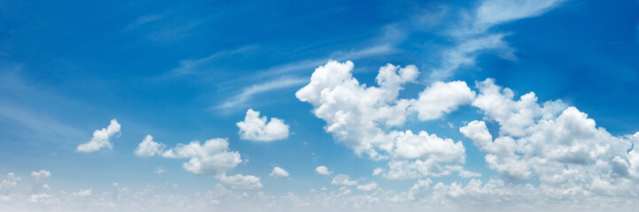 Naklejka na ściany i meble panorama blue sky with white cloud background