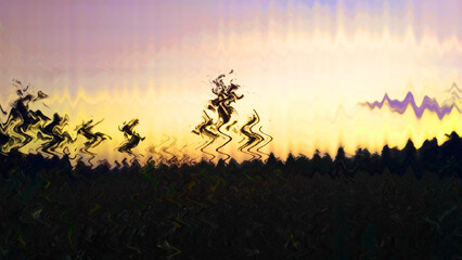 Abstract blurred background with a wave filter, in it there is a color that resembles the light of the rising sun.