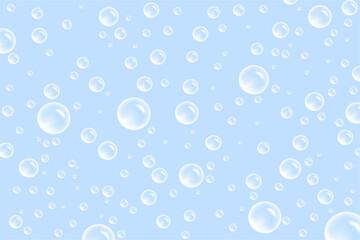 Bath foam soap with bubbles isolated on blue background. Set of shampoo and soap foam lather illustration