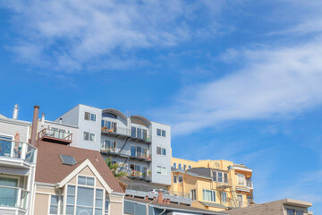 Fototapeta na wymiar View of multi-storey residential buildings in San Francisco, California