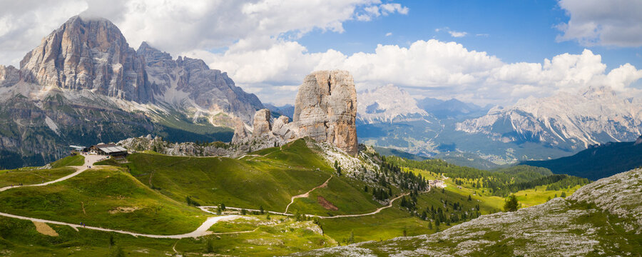 Dolomiti, Cinque Torri, panoramica, Cortina, Italia