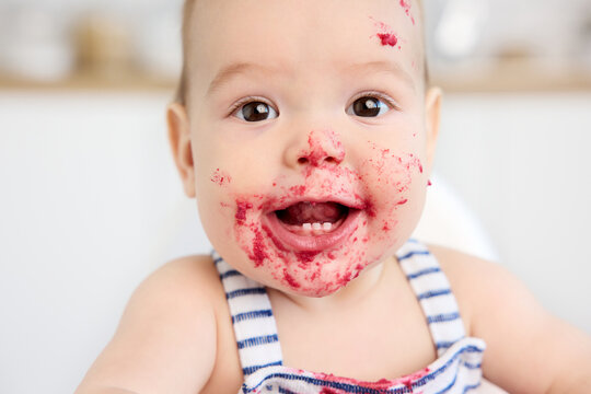 Close up of messy baby face