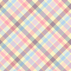 Seamless tartan plaid pattern in  Pink Yellow and Blue