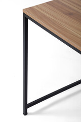 Details of wood and metal. Metal shelf