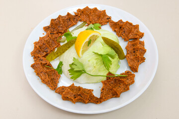 Steak a la turca or chee kofta ( Cig Kofte )  - Turkish Food.