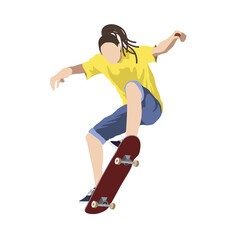Skater Boy, doing a flip with a skateboard © Agnes