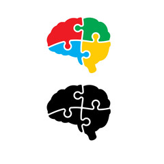 Brain Puzzle smart logo vector