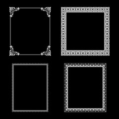 Set of decorative frames Elegant vector element for design in Eastern style, place for text. Floral black and white borders. Lace illustration for invitations and greeting cards.