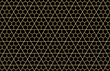 Fototapeta premium The geometric pattern with lines. Seamless vector background. Gold and black texture. Graphic modern pattern. Simple lattice graphic design
