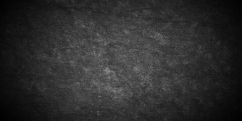 Dark black stone grunge cracked textured concrete background. Panorama dark grey black slate background or texture. Vector black concrete texture. Stone wall background.	