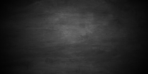 Dark black stone grunge cracked textured concrete background. Panorama dark grey black slate background or texture. Vector black concrete texture. Stone wall background.	
