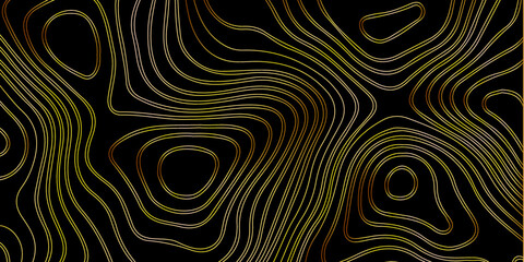 Black and white abstract background Abstracts Topographic map and gold lines, contour background, Vector contour topographic map background. Topography and geography map grid abstract backdrop.