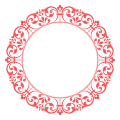 Decorative frame Elegant vector element for design in Eastern style, place for text. Floral pink and white border. Lace illustration for invitations and greeting cards
