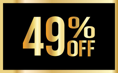49% discount. Golden numbers with black background. Banner for shopping, print, web, sale illustration