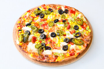 Delicious mixed pizza with rich content. Menu concept of choice and diversity. Karisik pizza